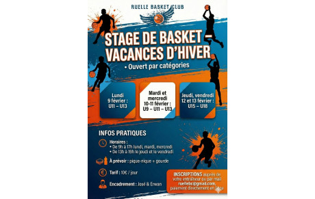 🏀 STAGE DE BASKET – VACANCES D’HIVER ❄️